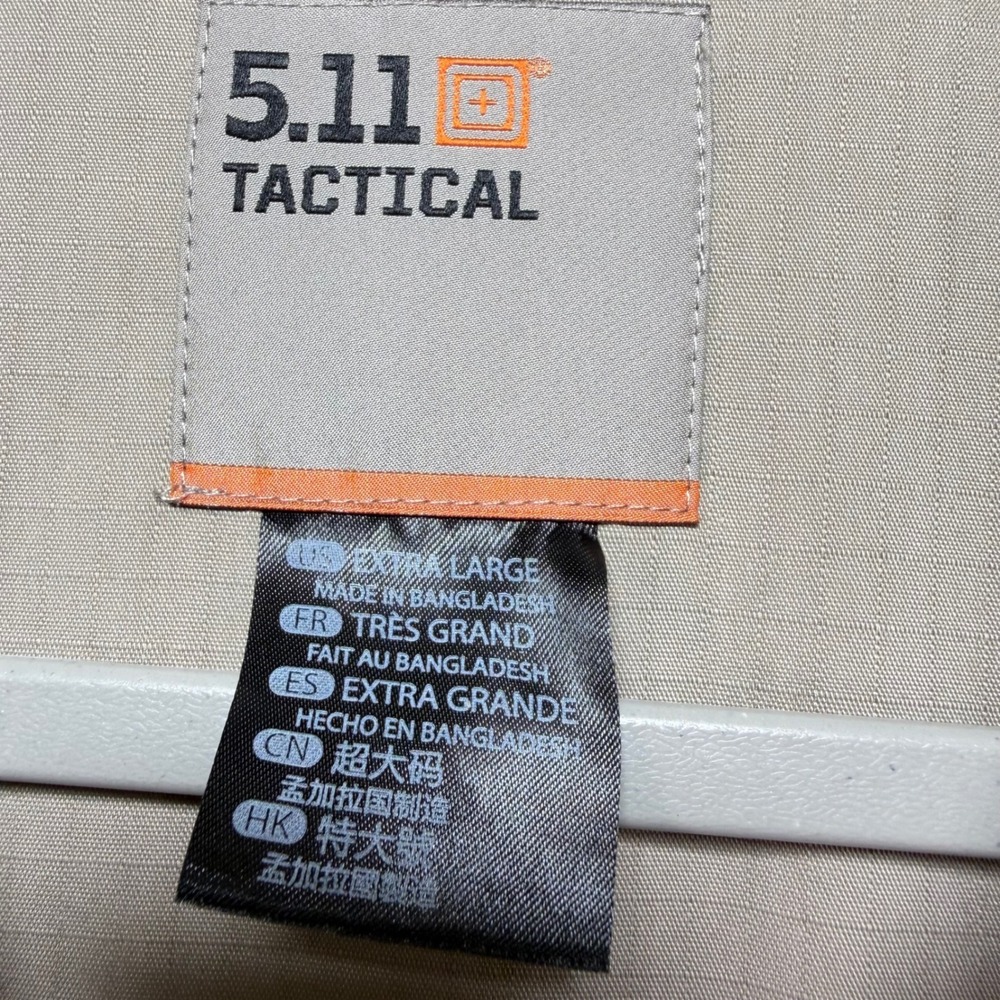 5.11 Tactical Mens XL Tan Ripstop Short Sleeve Button Down Vented Utility Shirt - Picture 6 of 7